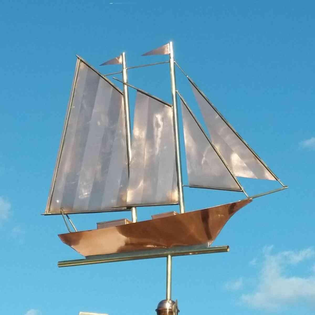 Large copper schooner weathervane