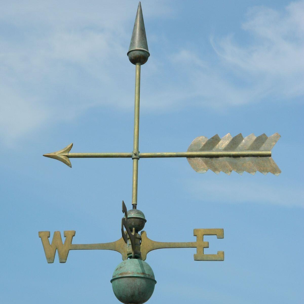 Large pure copper aged arrow weathervane