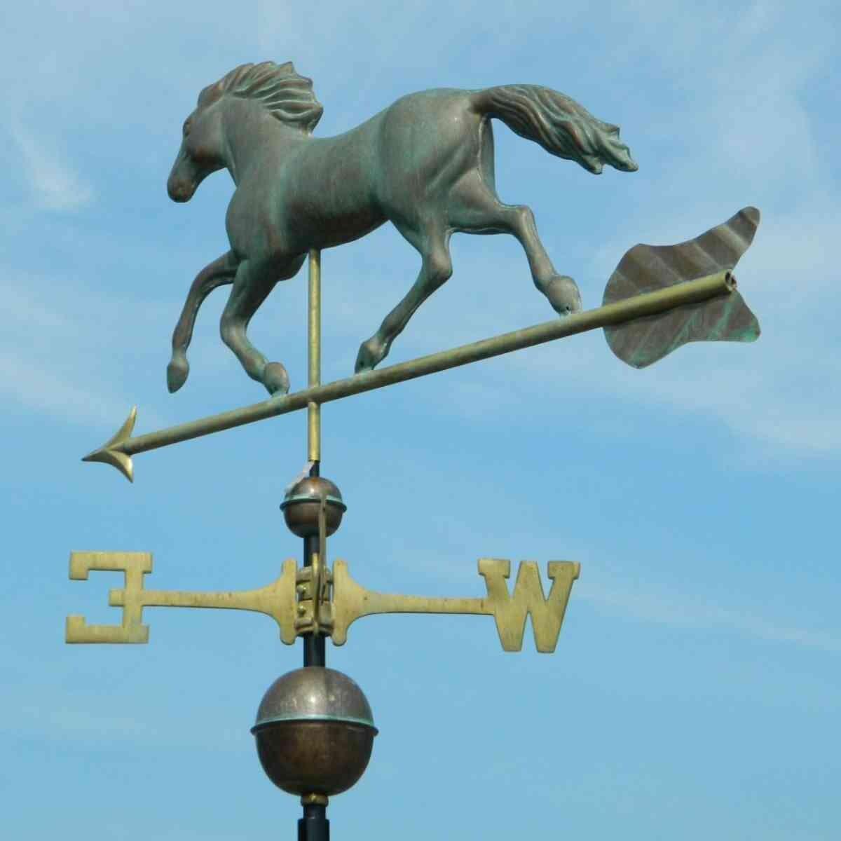 Large pure copper antique weathered horse weathervane