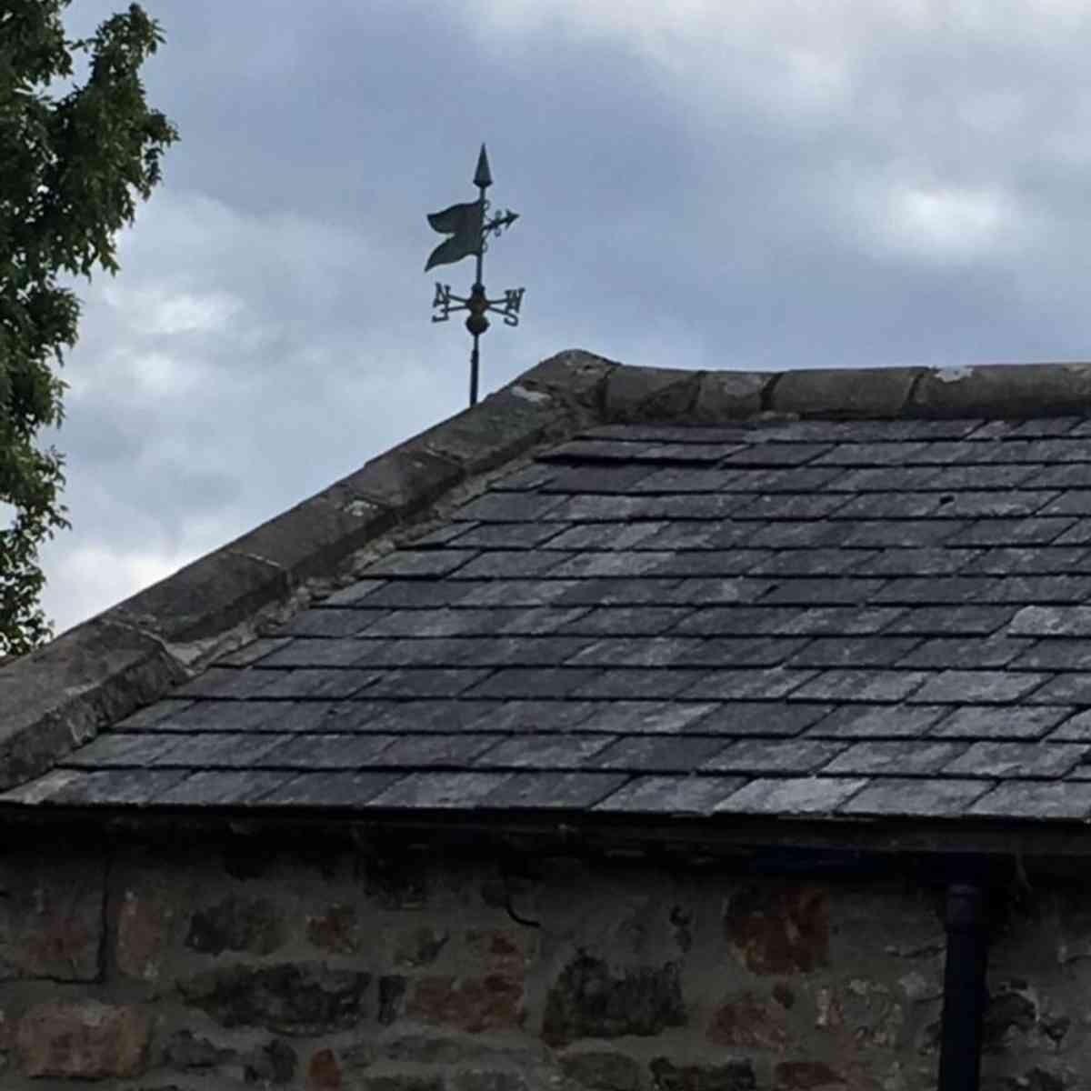 Medium genuine copper weathered verdigris banner weathervane