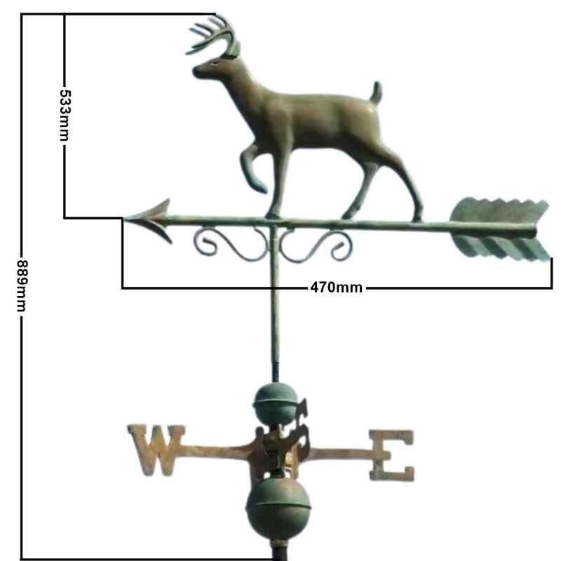 Large verdigris proud buck deer weathervane