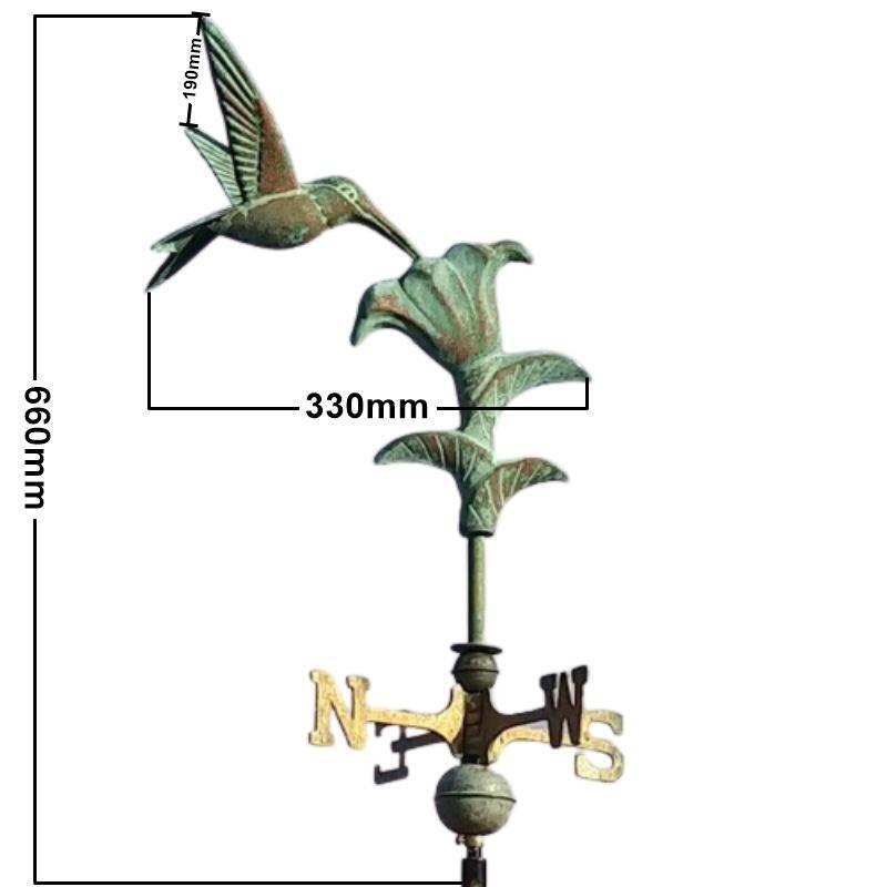 Medium aged copper hummingbird weathervane