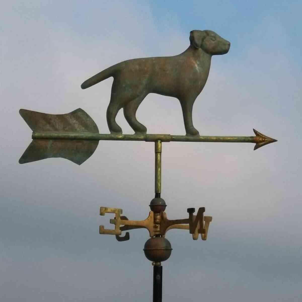 Medium aged copper labrador weathervane