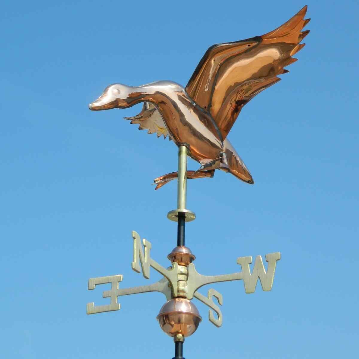 Medium copper landing duck weathervane