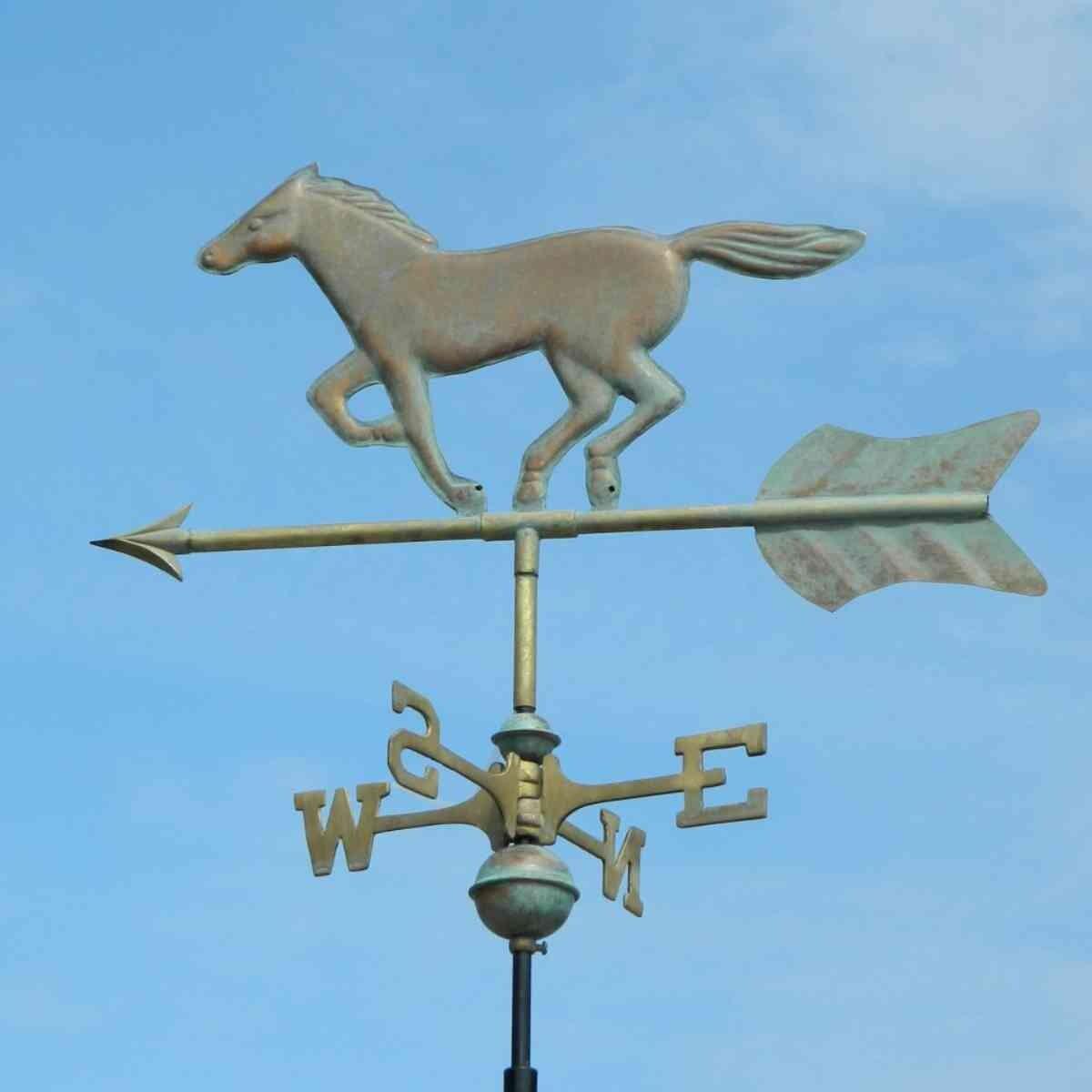 Medium hand crafted pure copper verdigris horse weathervane