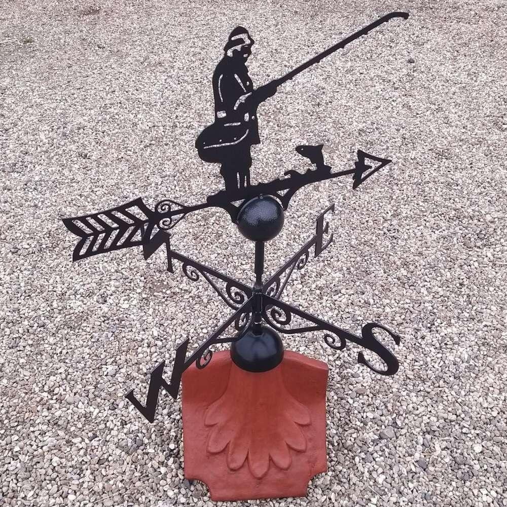 Angler weathervane on a ridge tile finial fitting with multiple angle options