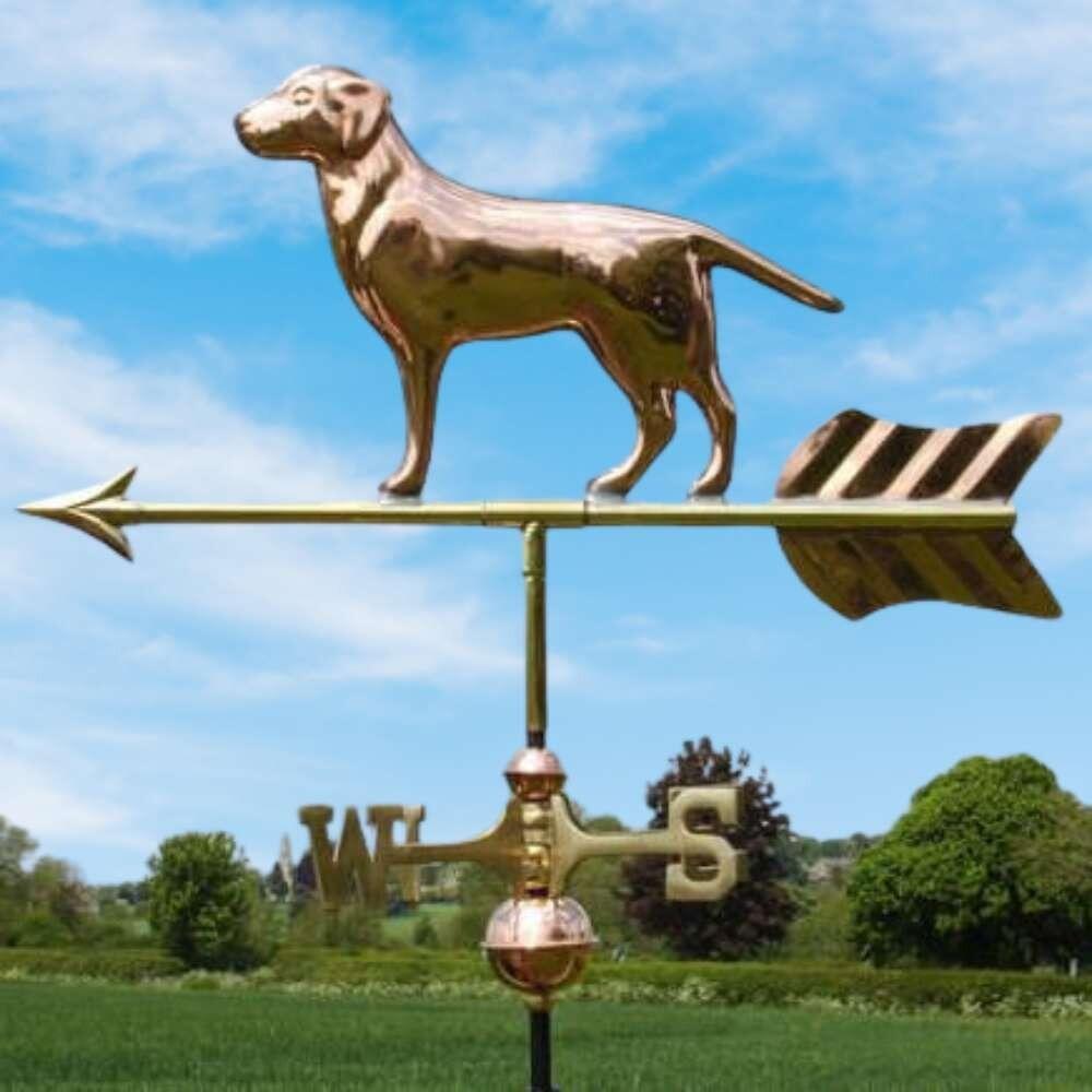 Dog weathervane supplied on a ridge tile finial fitting with multiple angle options