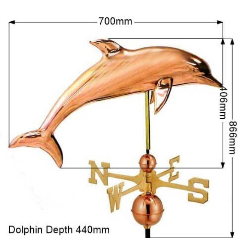 Large copper dolphin weathervane