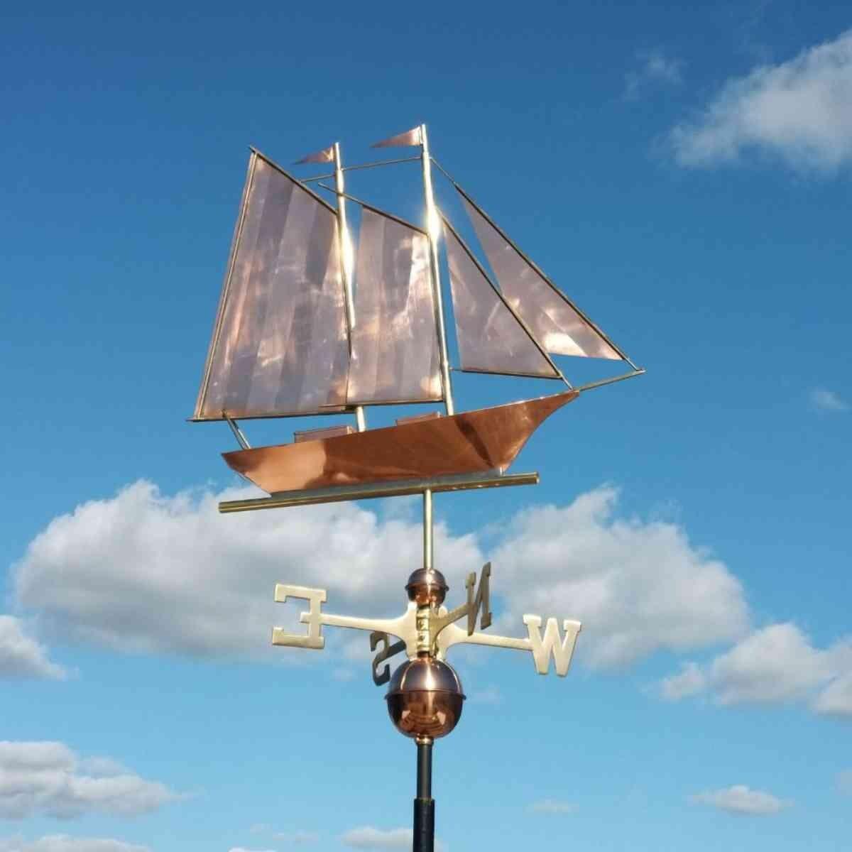 Large copper schooner weathervane