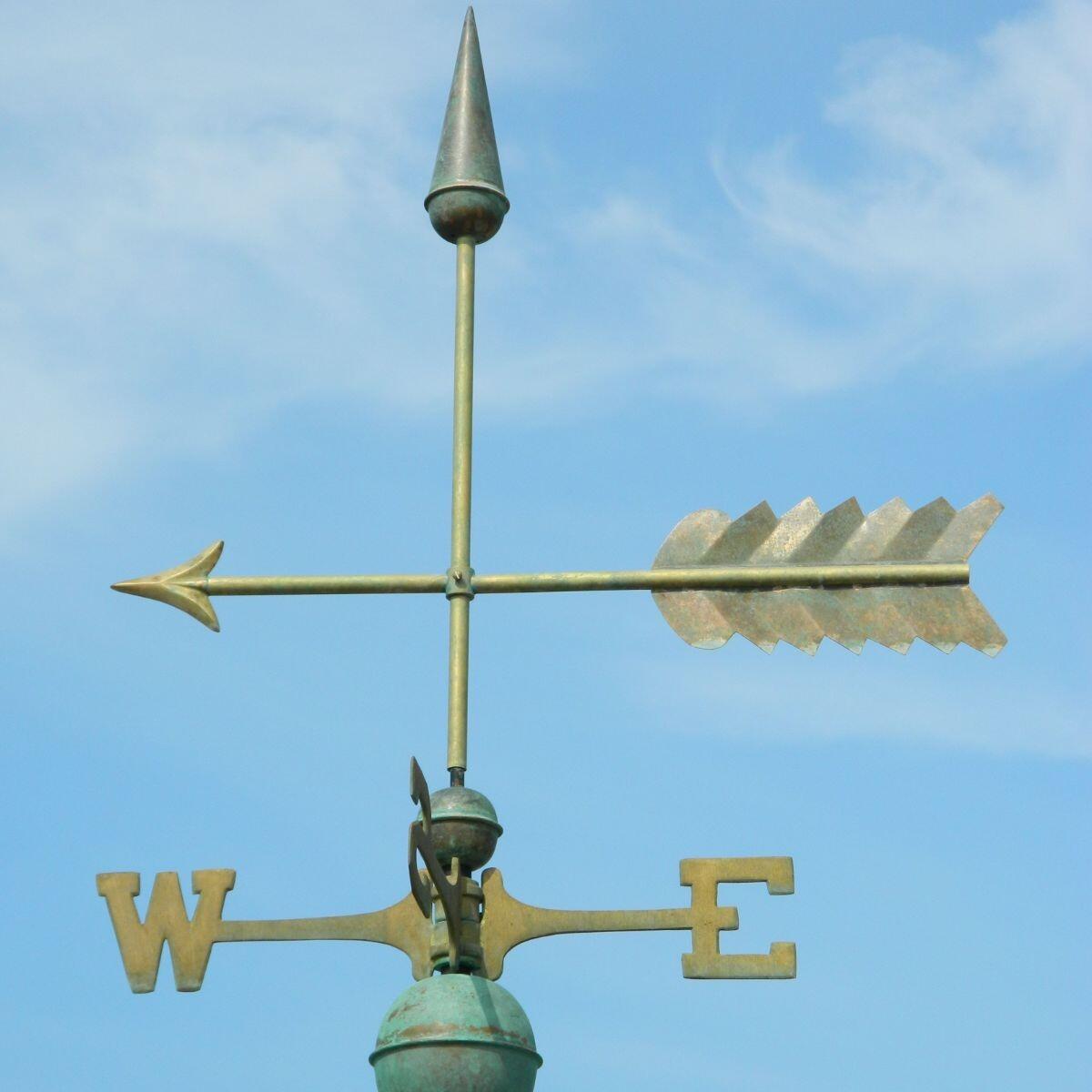 Large pure copper aged arrow weathervane