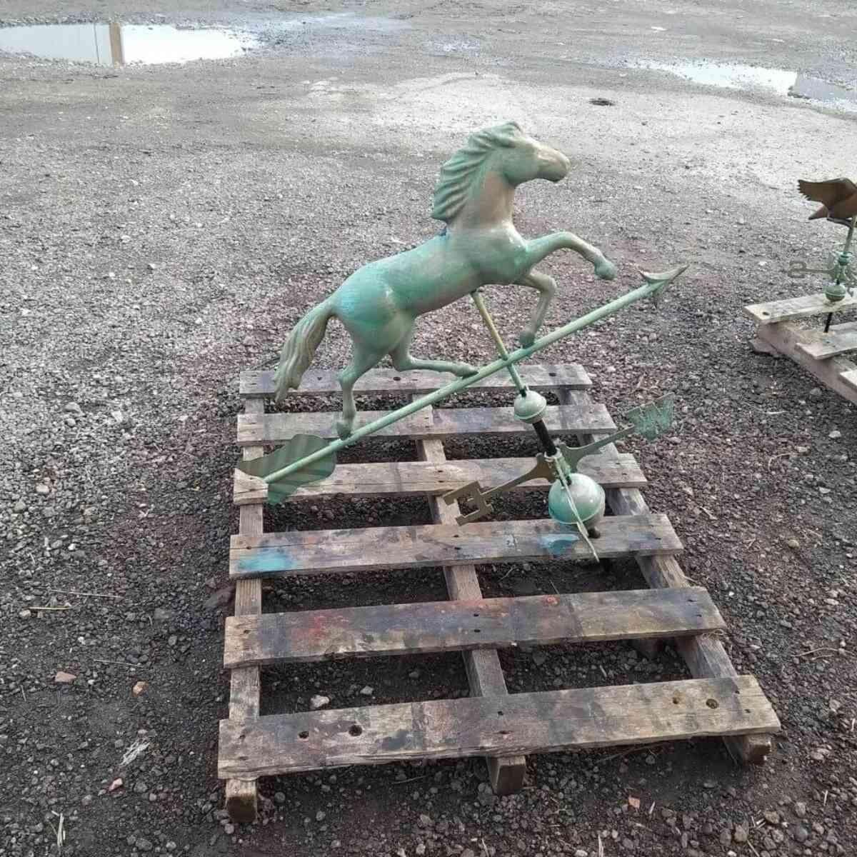 Large pure copper antique weathered horse weathervane