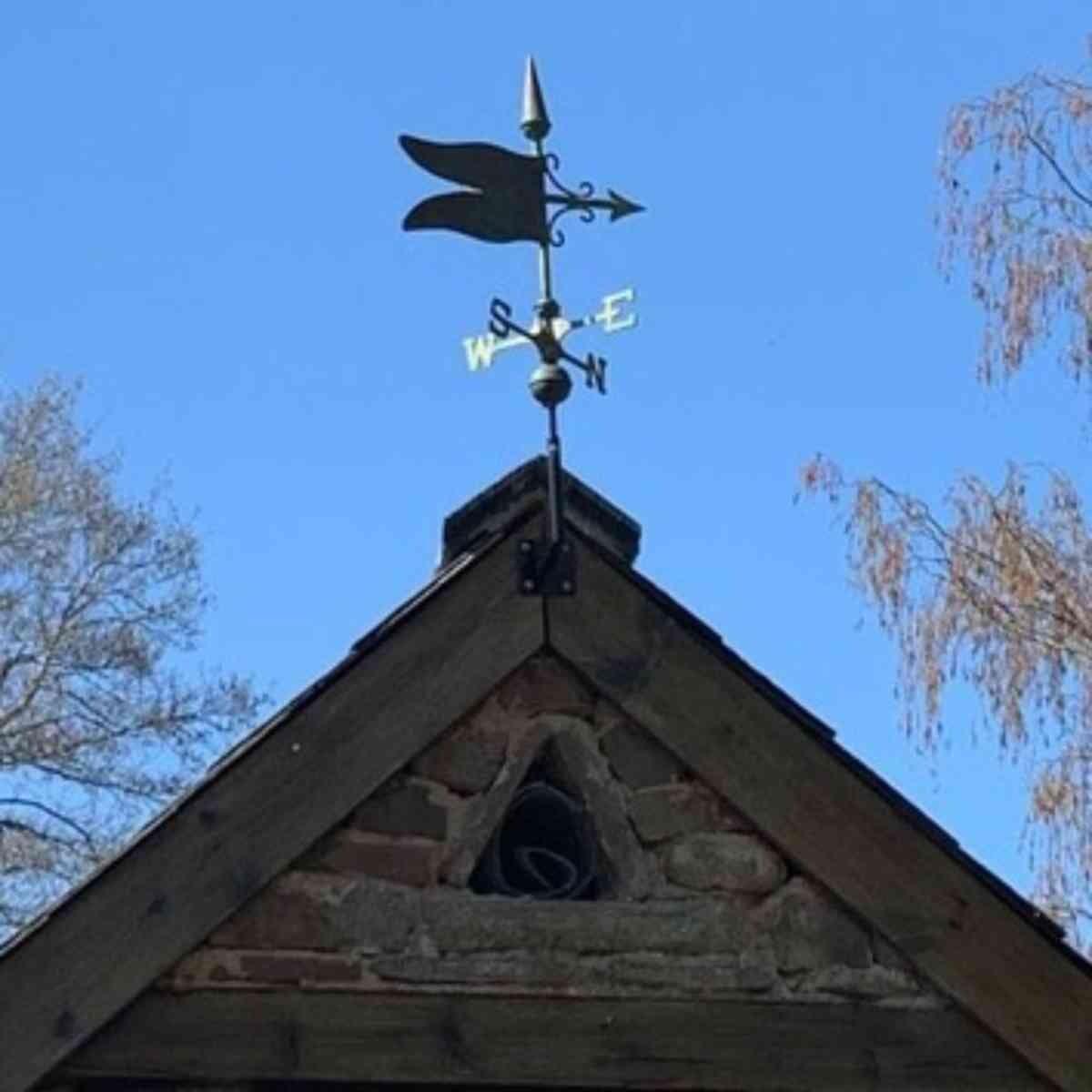 Medium genuine copper weathered verdigris banner weathervane