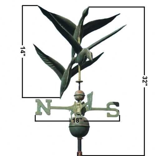 Large verdigris three geese weathervane