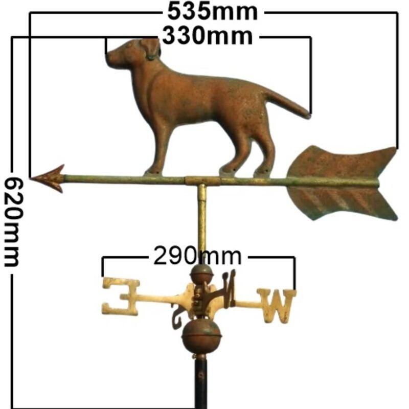 Medium aged copper labrador weathervane
