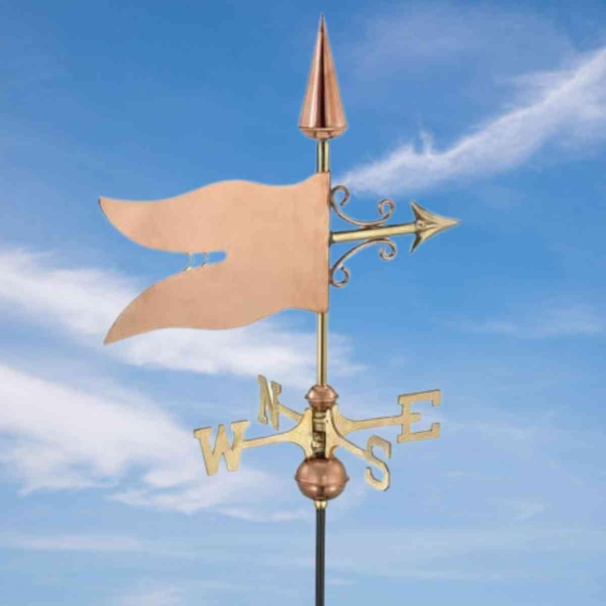 Medium copper banner weathervane