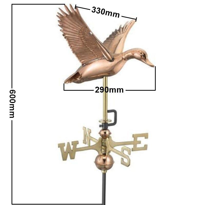 Medium copper flying duck weathervane