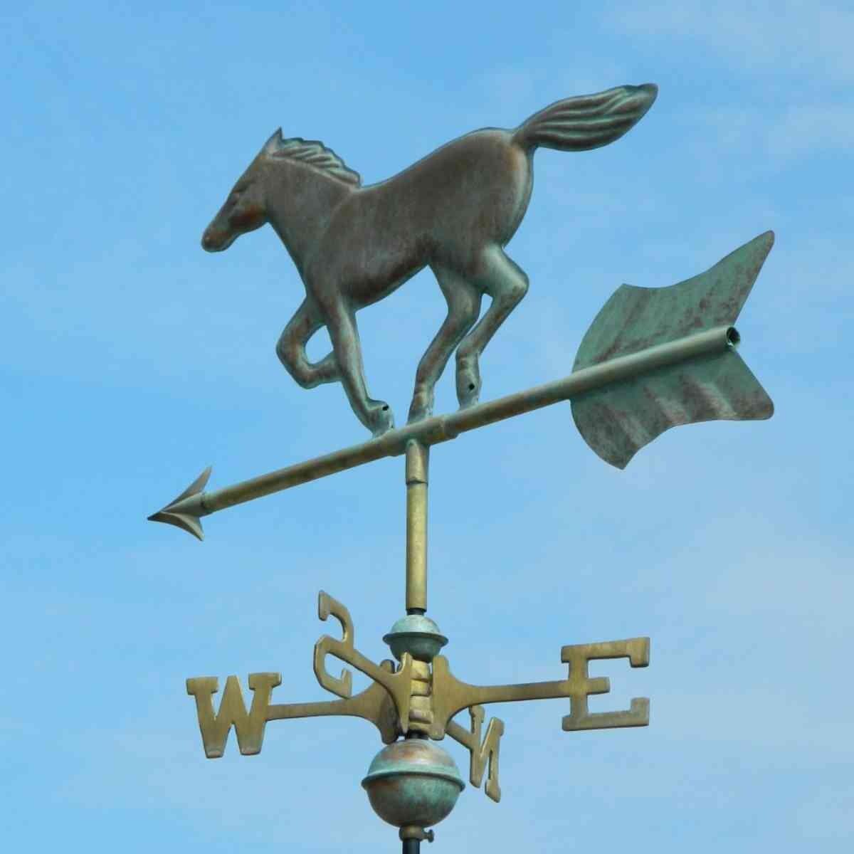 Medium hand crafted pure copper verdigris horse weathervane
