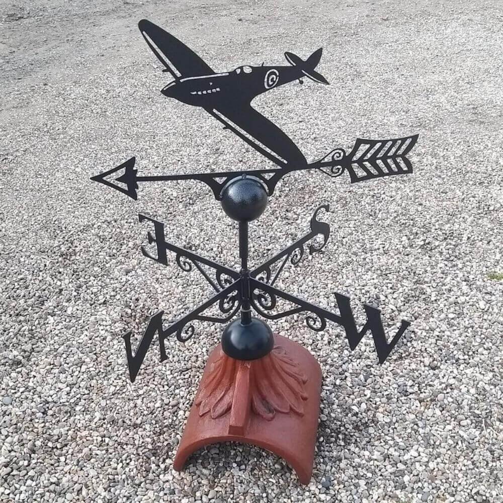 Spitfire weathervane supplied with a half round ridge