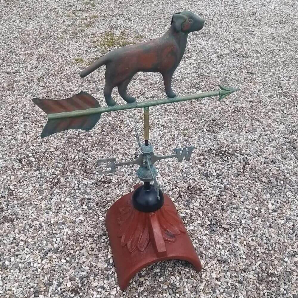 Labrador weathervane supplied with a half round ridge