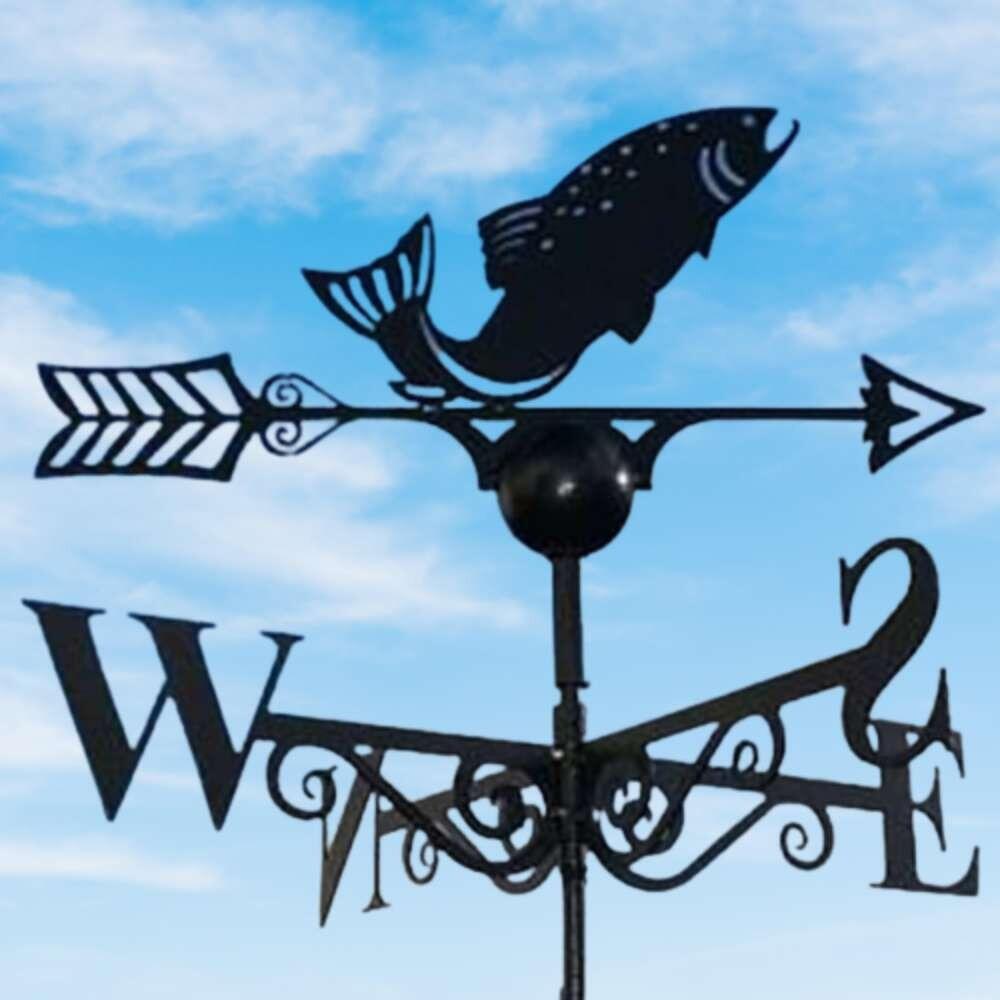 Fish weathervane supplied with a square ridge tile finial