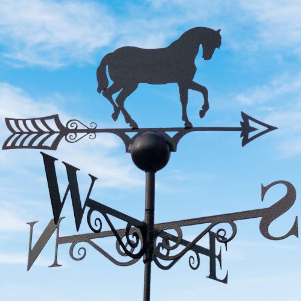 Horse weathervane fitted on a 45 degree ridge tile finial