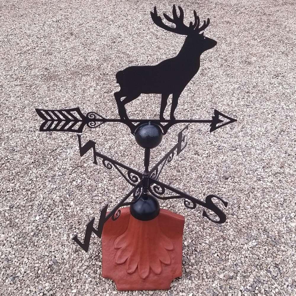 Stag weathervane on a ridge tile finial fitting with multiple angle options