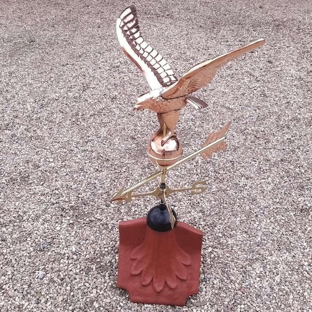 Eagle weathervane supplied on a ridge tile finial fitting with multiple angle options