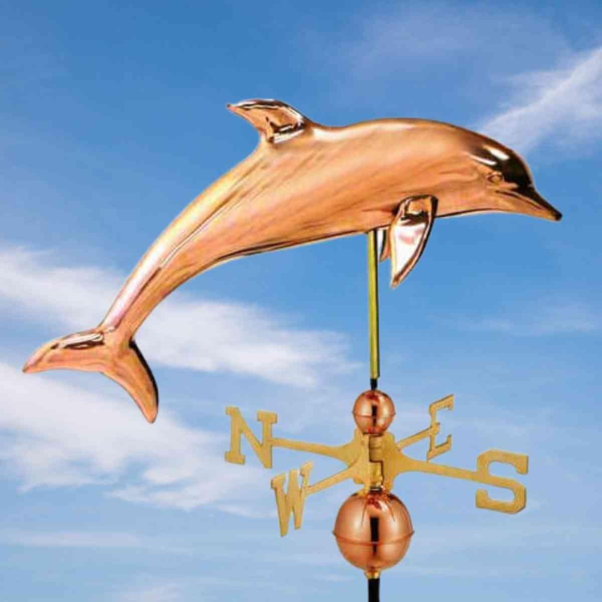 Large copper dolphin weathervane