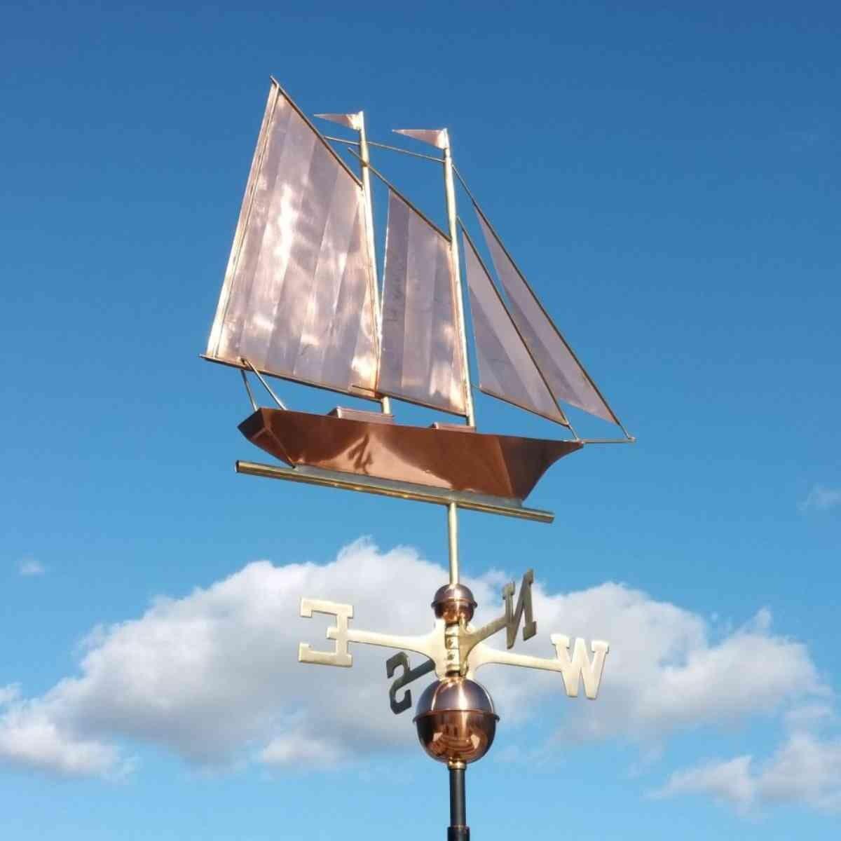 Large copper schooner weathervane