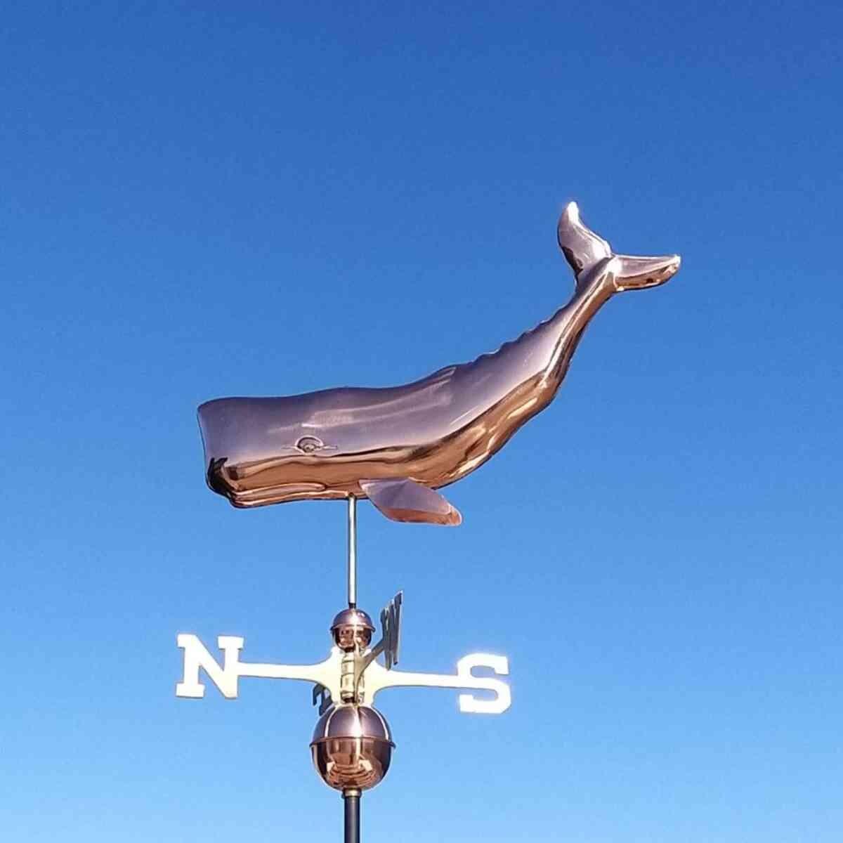 Large copper whale weathervane