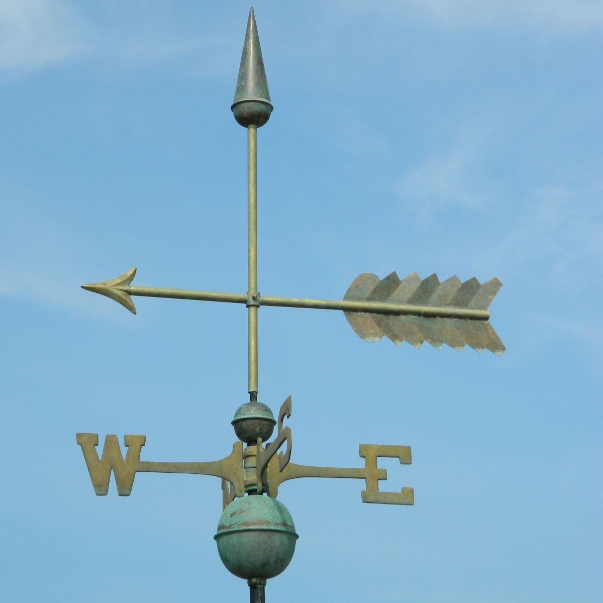 Large pure copper aged arrow weathervane