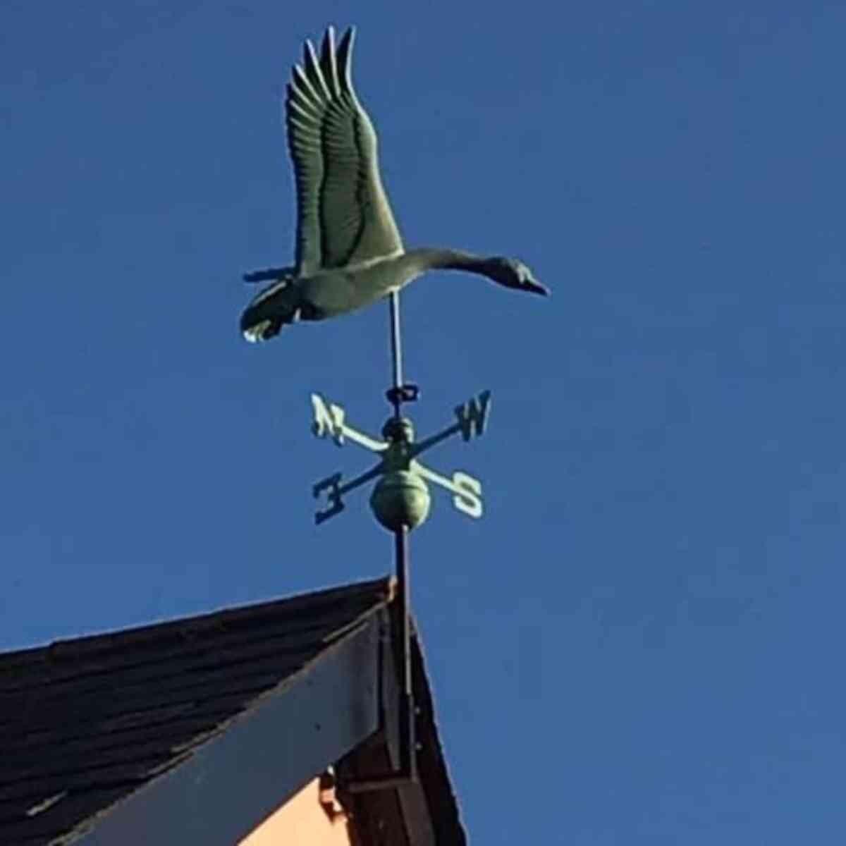 Large pure copper goose weathervane aged weathered verdigris