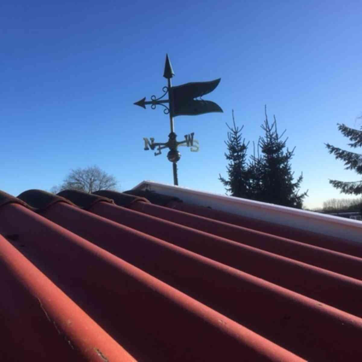Medium genuine copper weathered verdigris banner weathervane