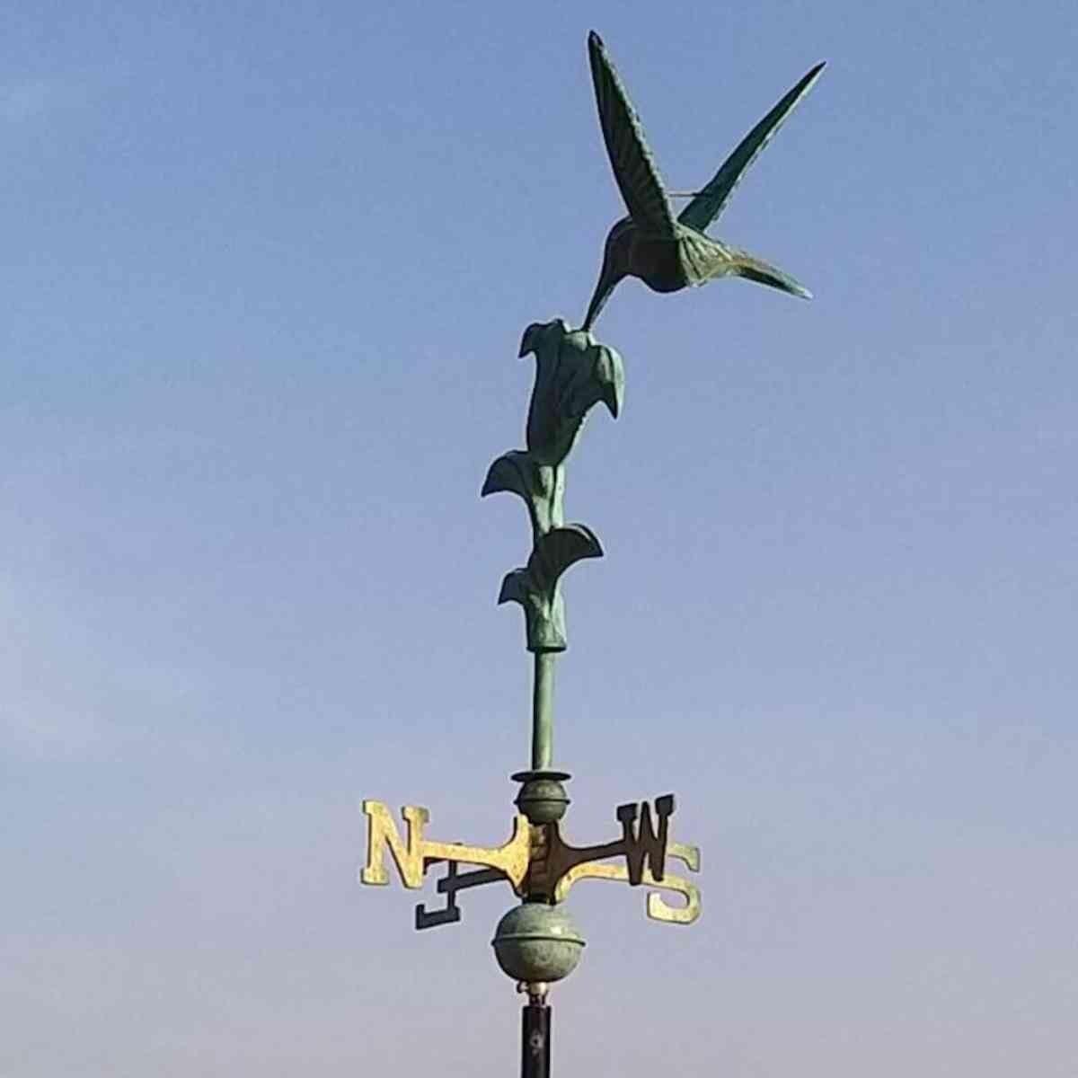Medium aged copper hummingbird weathervane