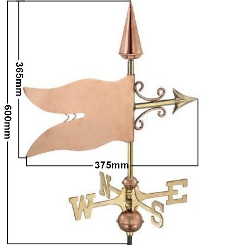 Medium copper banner weathervane