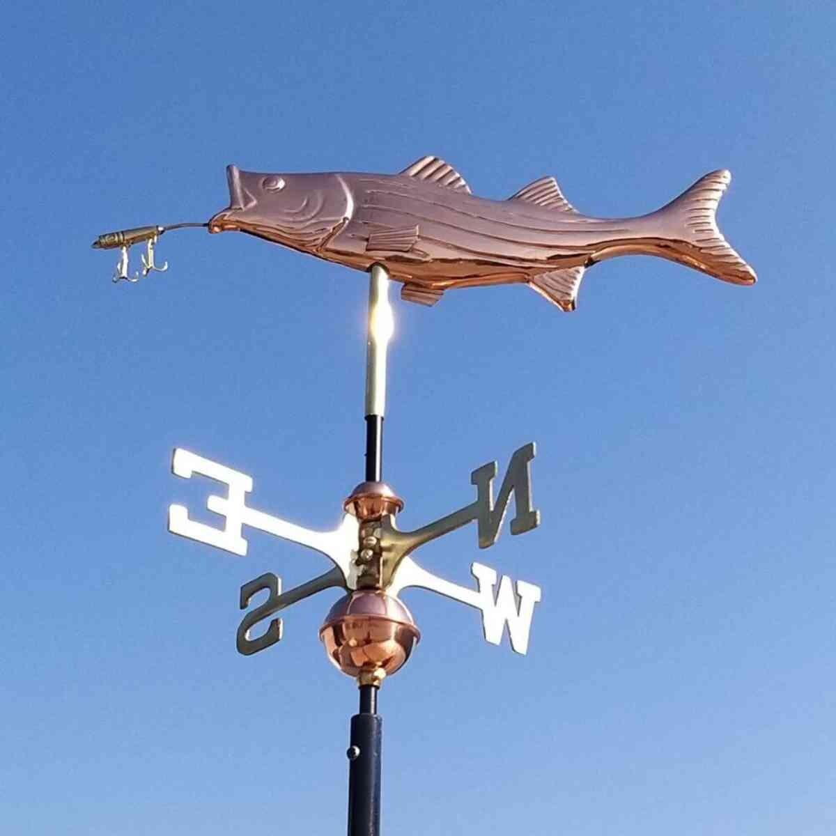 Medium copper fish and lure weathervane
