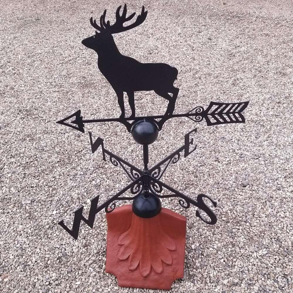 Stag weathervane on a ridge tile finial fitting with multiple angle options