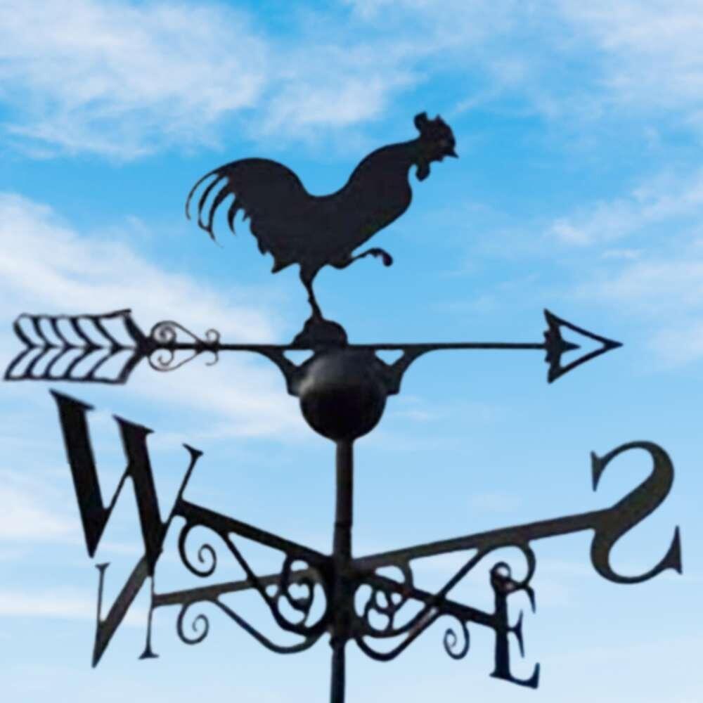 Cockerel weathervane on a ridge tile finial fitting with multiple angle options