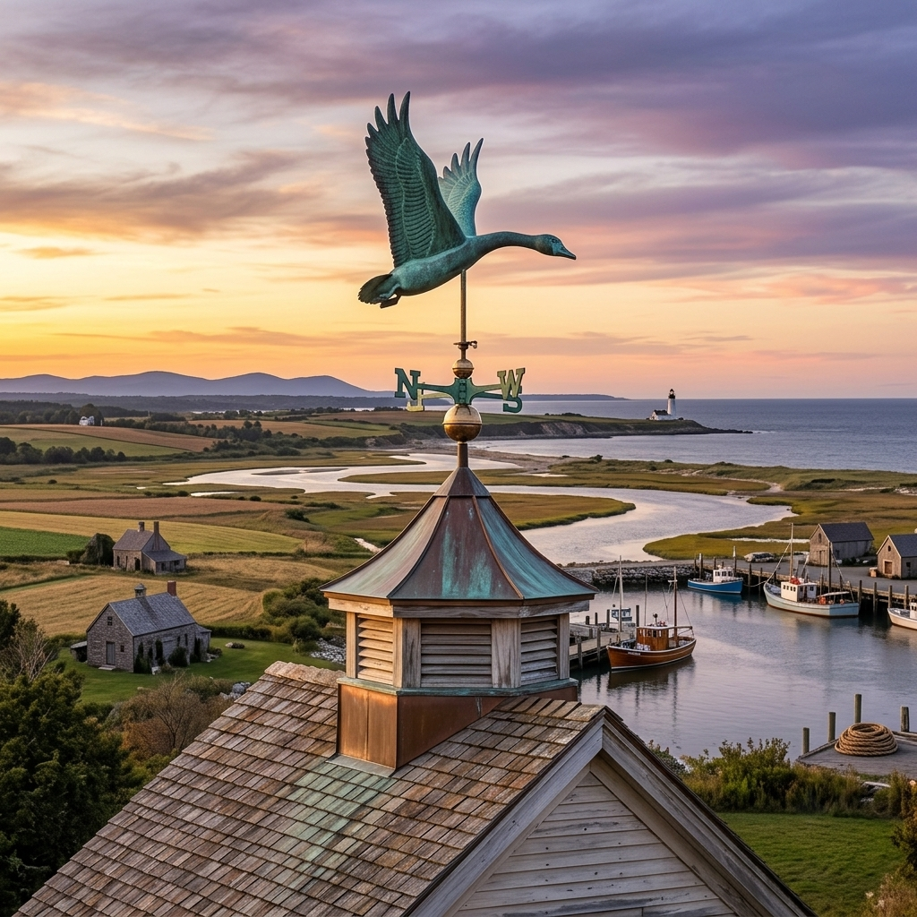 Large pure copper goose weathervane aged weathered verdigris