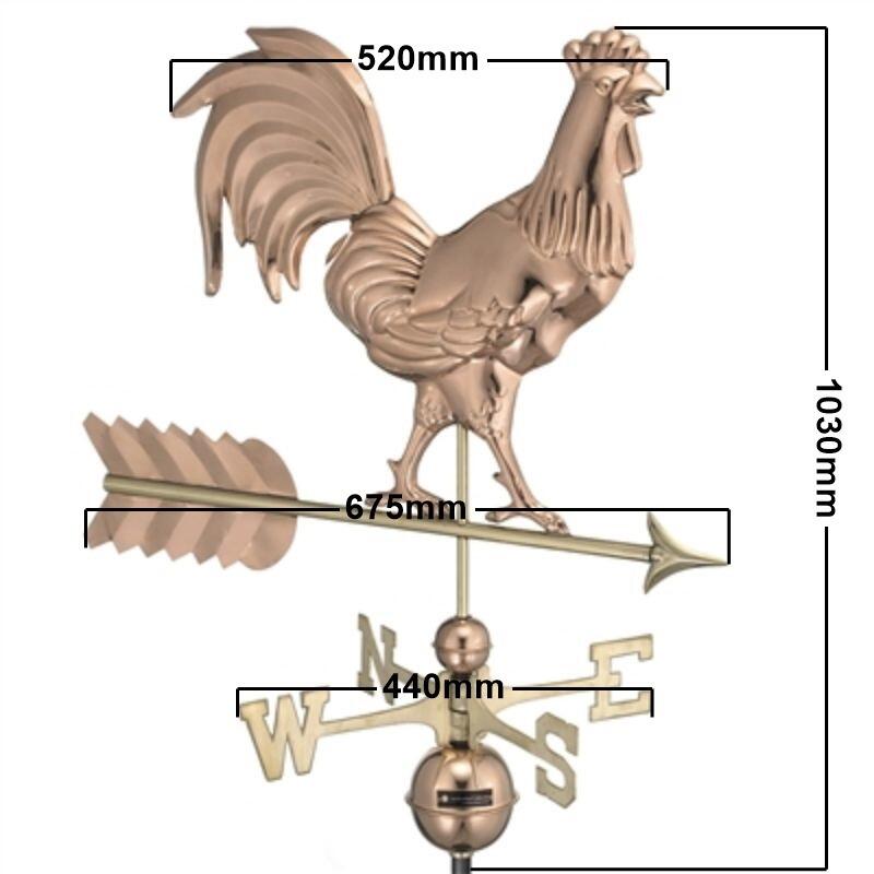 Large copper rooster weathervane