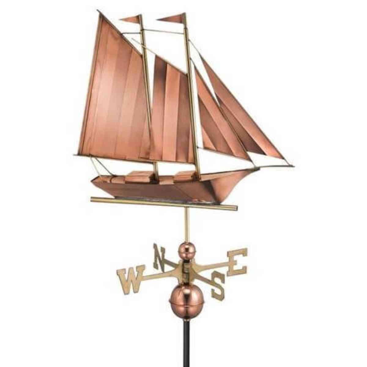 Large copper schooner weathervane