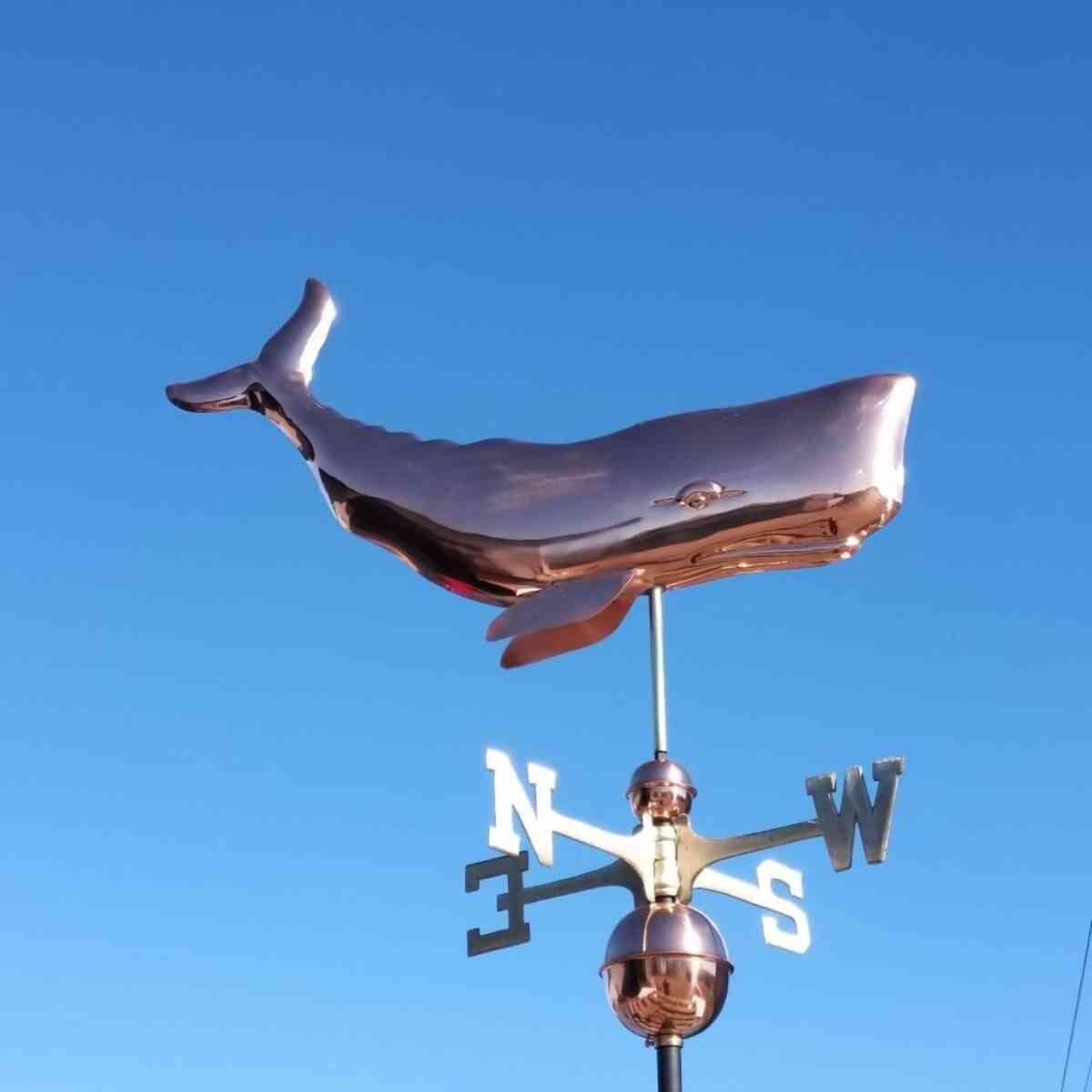 Large copper whale weathervane