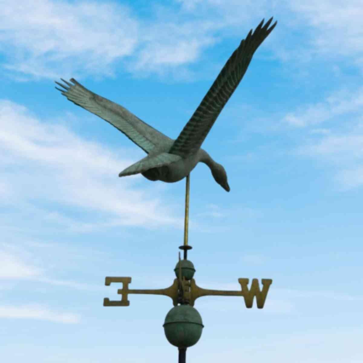 Large pure copper goose weathervane aged weathered verdigris