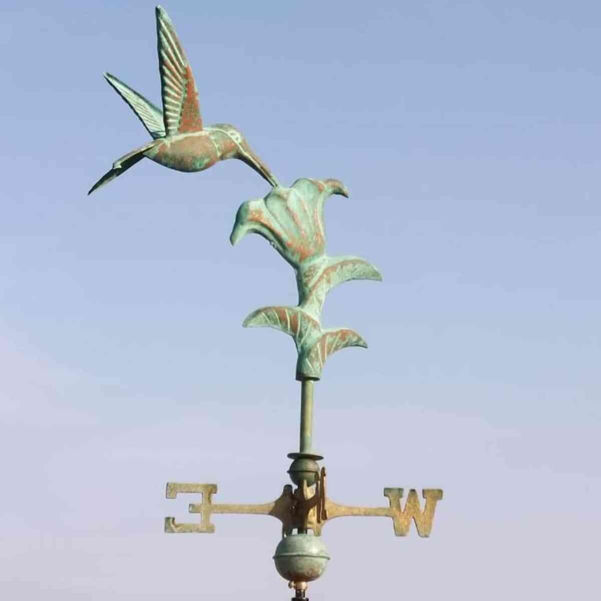 Medium aged copper hummingbird weathervane