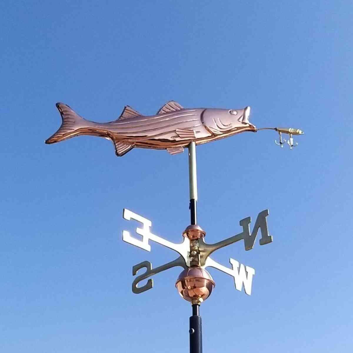 Medium copper fish and lure weathervane