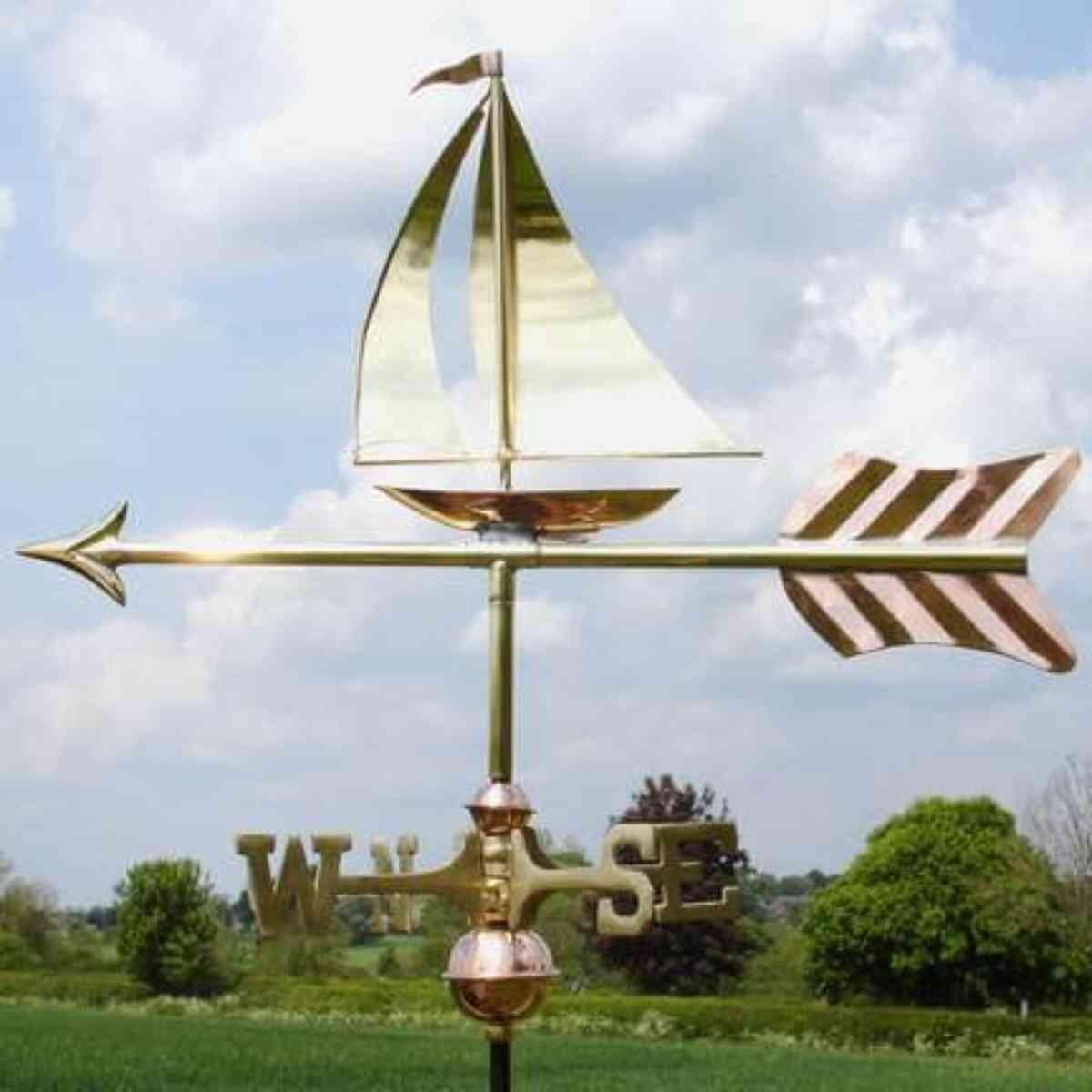 Medium copper sailboat weathervane