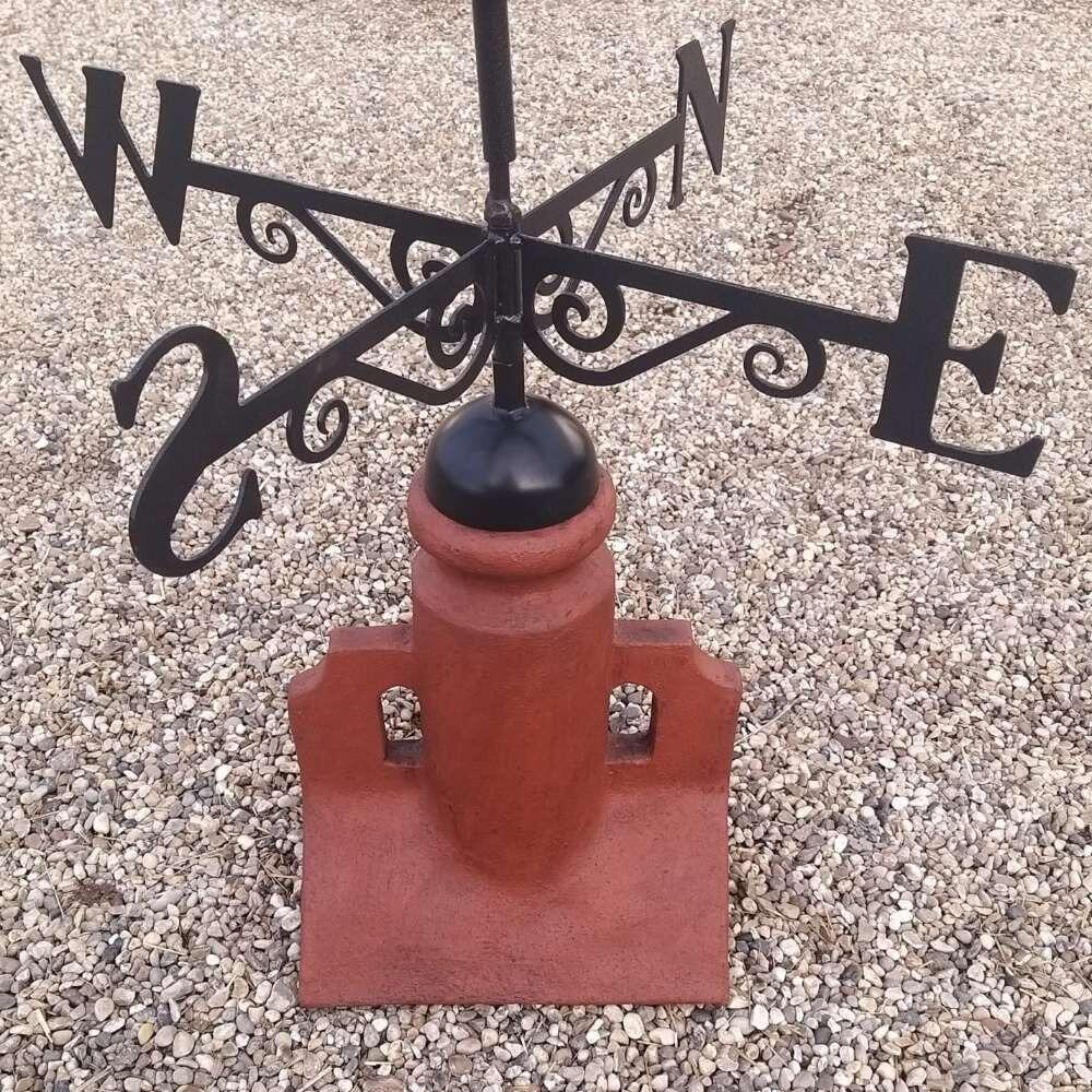 Rooster weathervane supplied on a 45 degree ridge tile finial