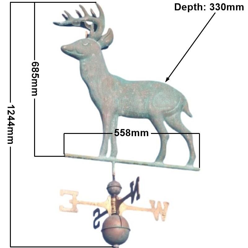 Large copper verdigris deer weathervane