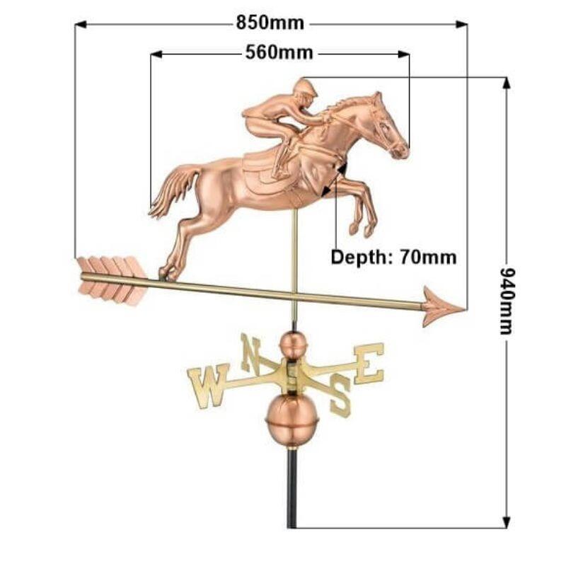 Large copper jumping horse weathervane