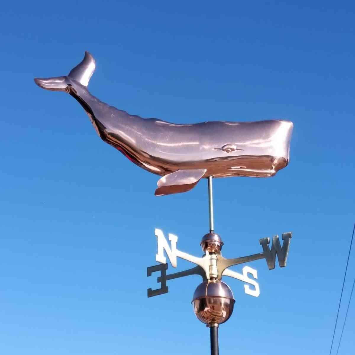 Large copper whale weathervane